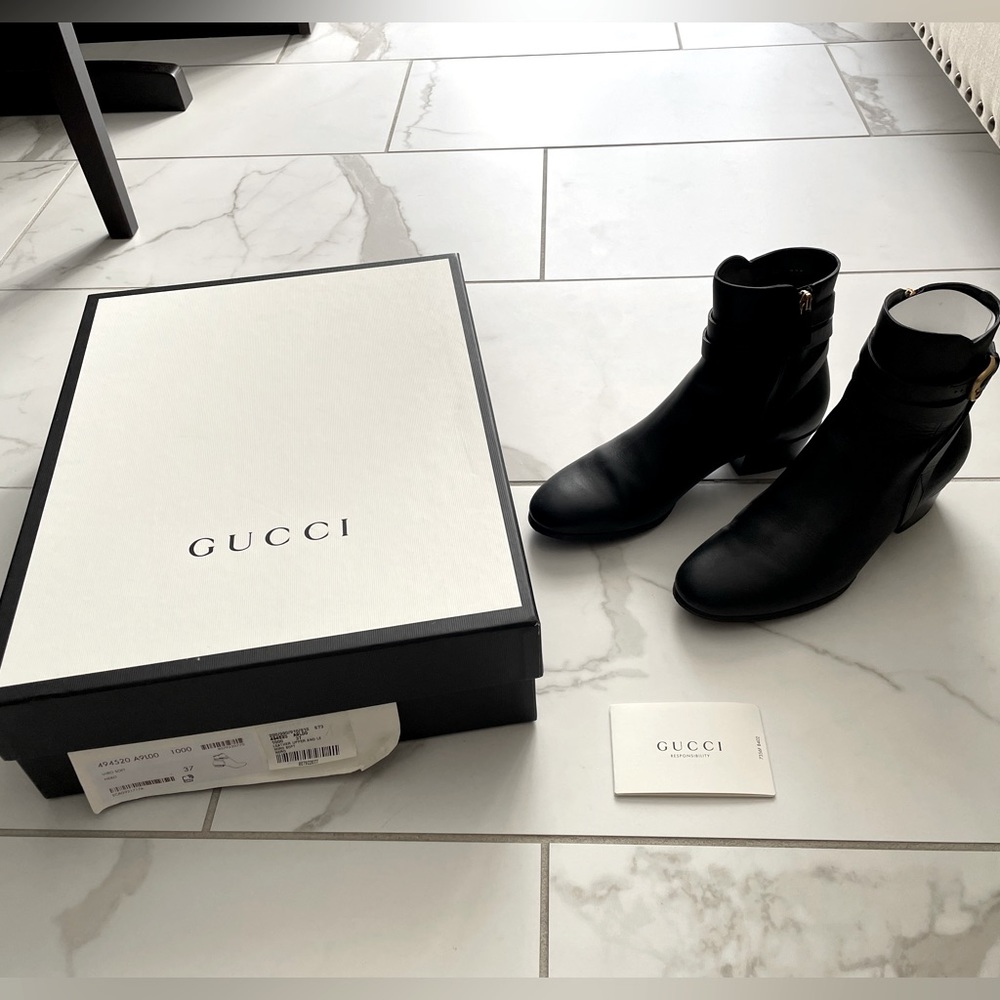 COPY - GUCCI Women Leather Short Boots 37 Black